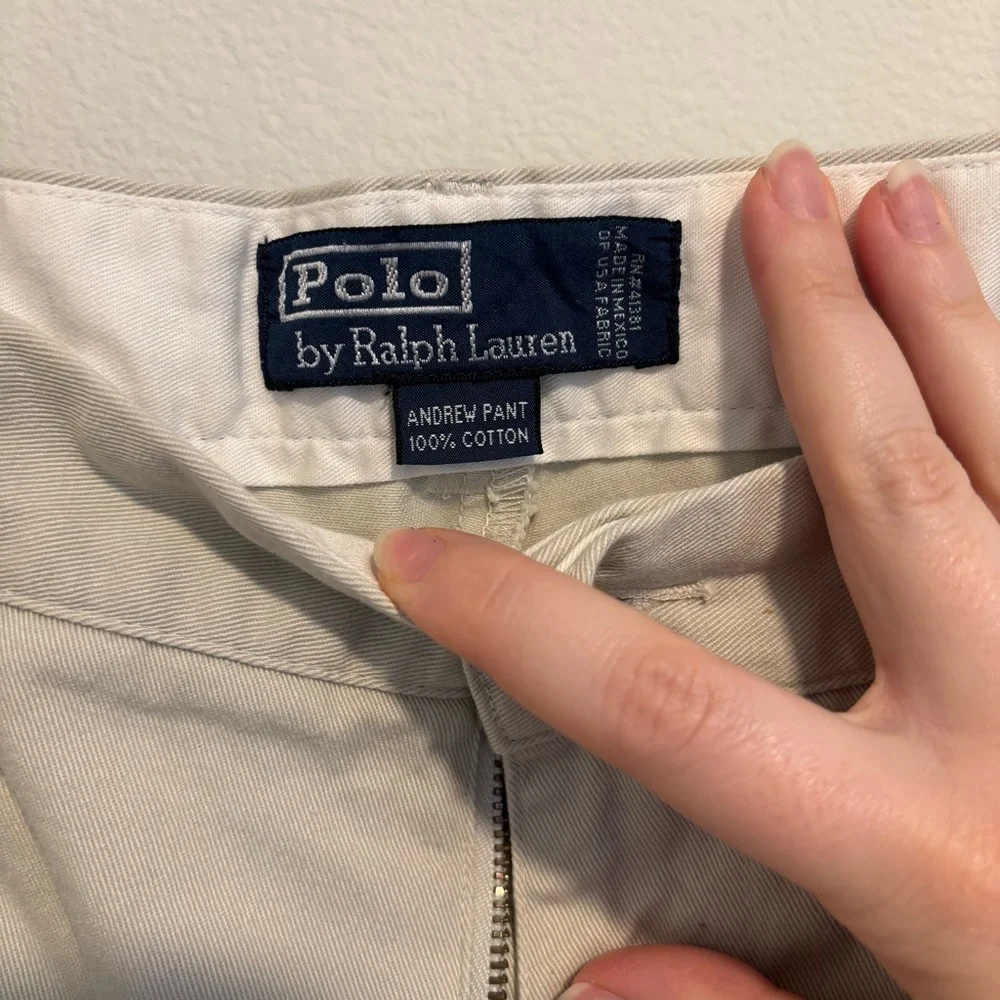 Men’s Vintage Polo by Ralph Lauren Andrew Pant Chino Khaki Pleated Size 38/32